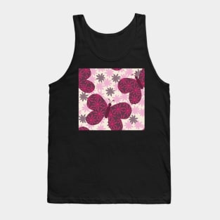 Pink Daisy Butterfly Tank Top